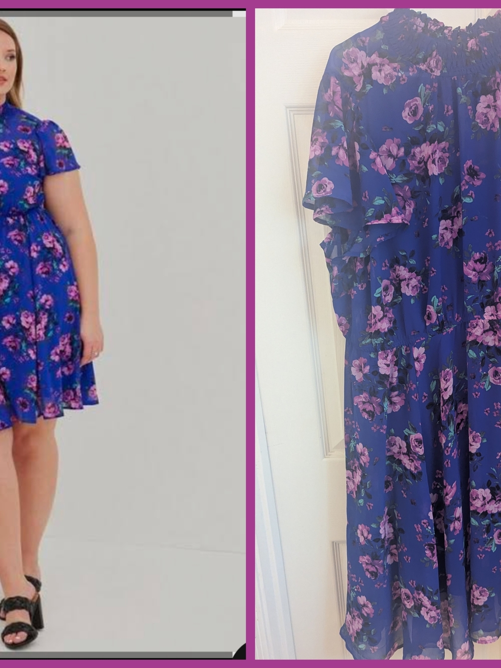 torrid Royal Blue Floral Smocked-Neck Fit & Flare Dress